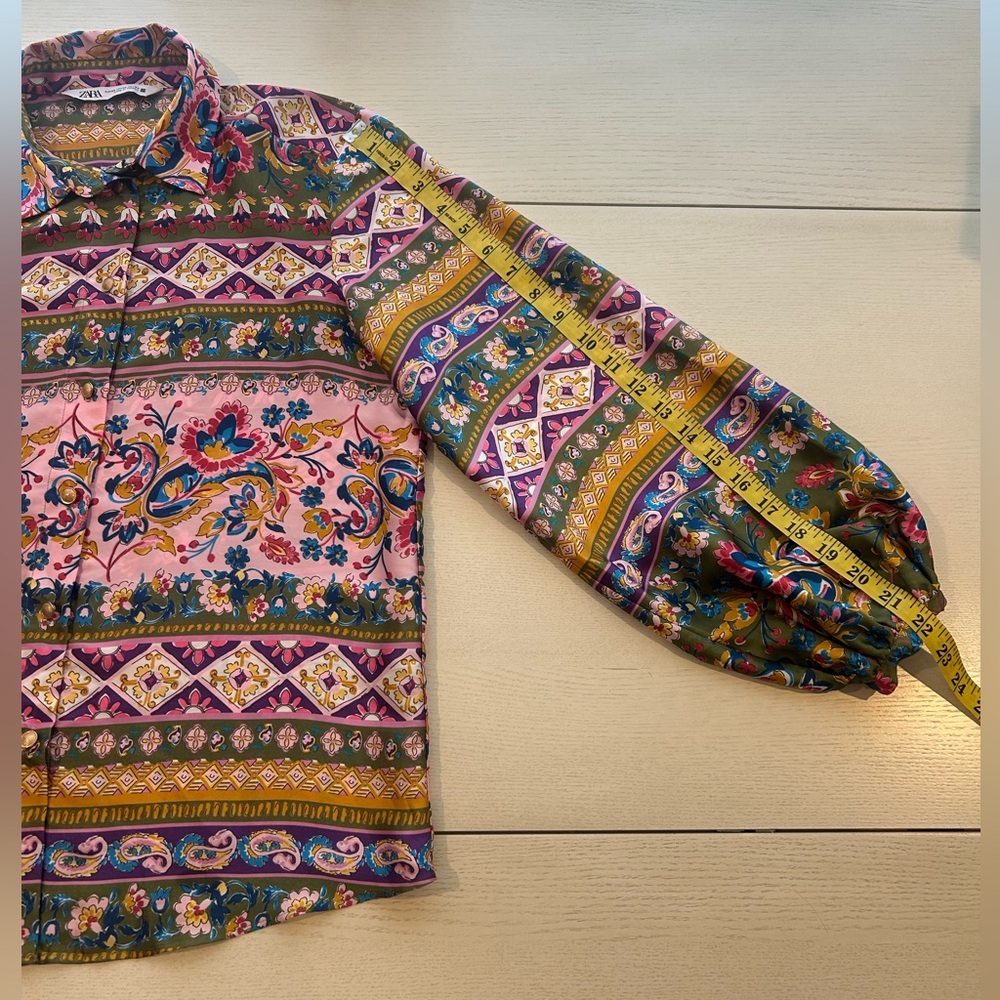 Zara Multicolor Floral Blouse Size XS - Picture 8 of 10